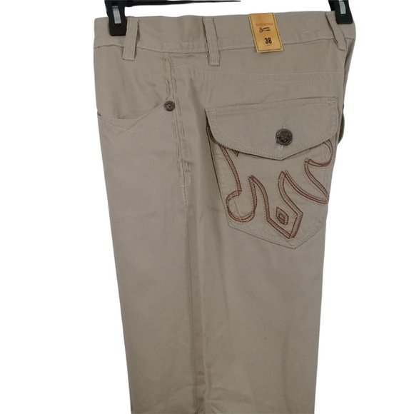 MEK USA DNM Men's 38 x 33 NEW Decorative Design Straight Leg Chino Cotton Pants - Picture 3 of 8